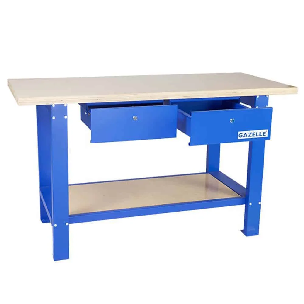 Gazelle 59 In. Wood Top Workbench with Drawers, 150kg Load Capacity