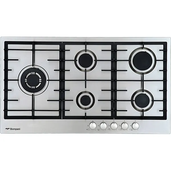 B/IN HOB, 90X60CM, 5 GAS BURNERS, FULL SAFETY, A/ING, CAST IRON PAN SUPPORT, S.STEEL.