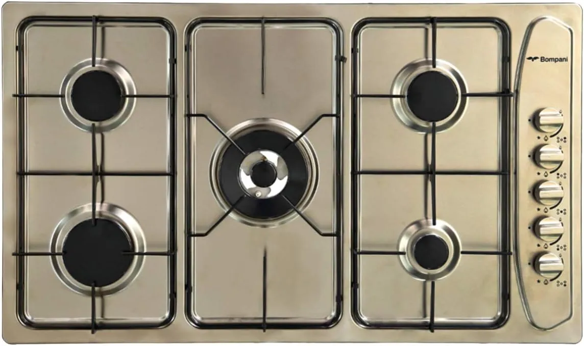 B/IN HOB, 90X60CM, 5 GAS BURNERS, FULL SAFETY, A/ING, ENAMELLED PAN SUPPORT, S.STEEL.