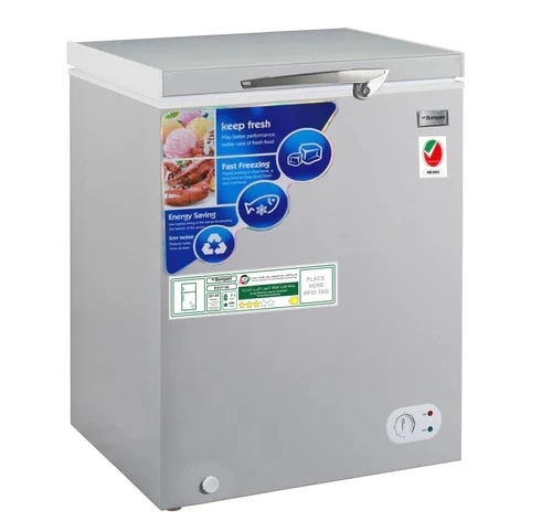 BOMPANI CHEST FREEEZER, 150 LTRS, INNER, LAMP, EXTERNAL HANDLE, COMPRESSOR FAN, SILVER FINISH