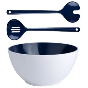 MELAMINE SALAD BOWL WITH CUTLERY, SUMMER - BLUE - 11048