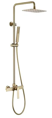 Shower Mixer Set with 20cm Rain Showerhead, 3-Function Hand Shower 1.5M Stainless Steel Hose, brushed gold