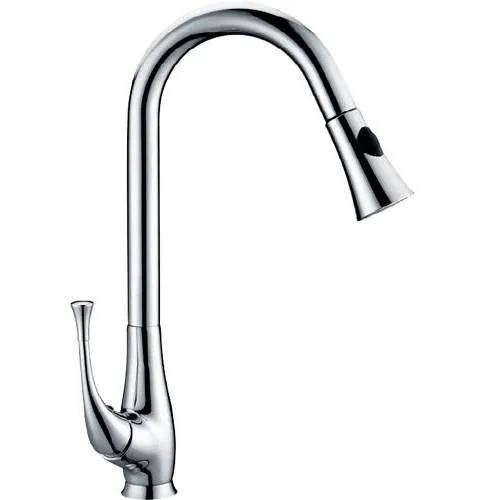 Kitchen Faucet with Pull Down Sprayer, Kitchen Sink Faucet Single Handle, Kitchen Faucet Brushed Nickel Utility Sink Faucet for Laundry Sink Stainless Steel chrome