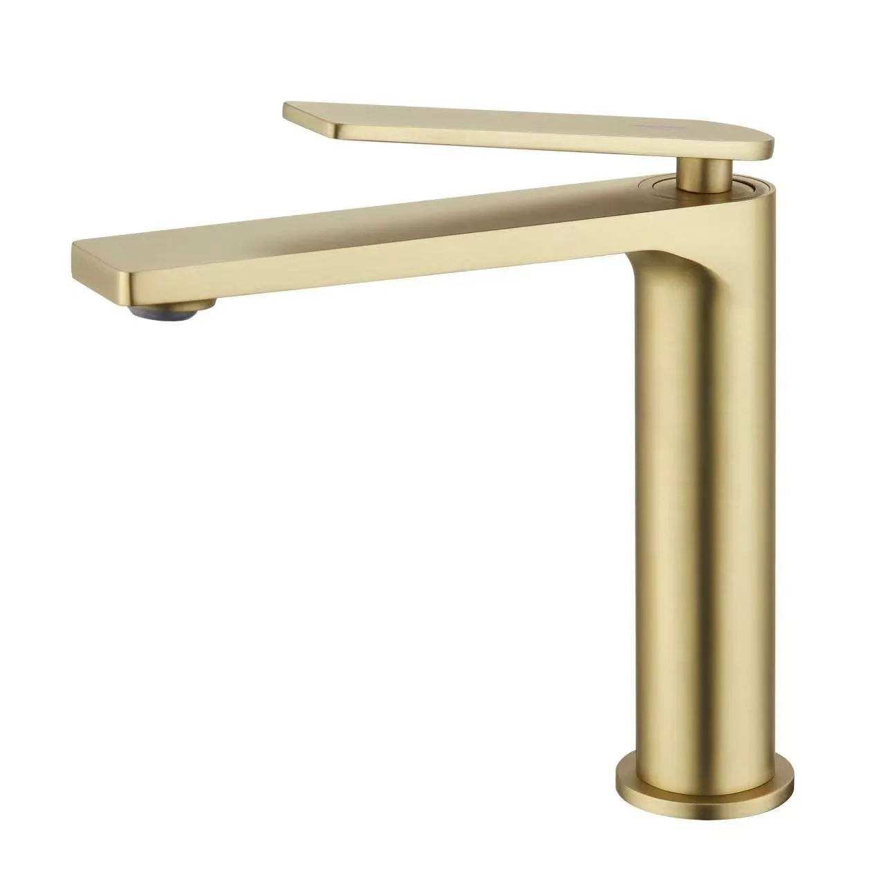 Bathroom Mixer Single Handle Basin Mixer Tap Brass Material Brushed Gold with Water Inlet Hose