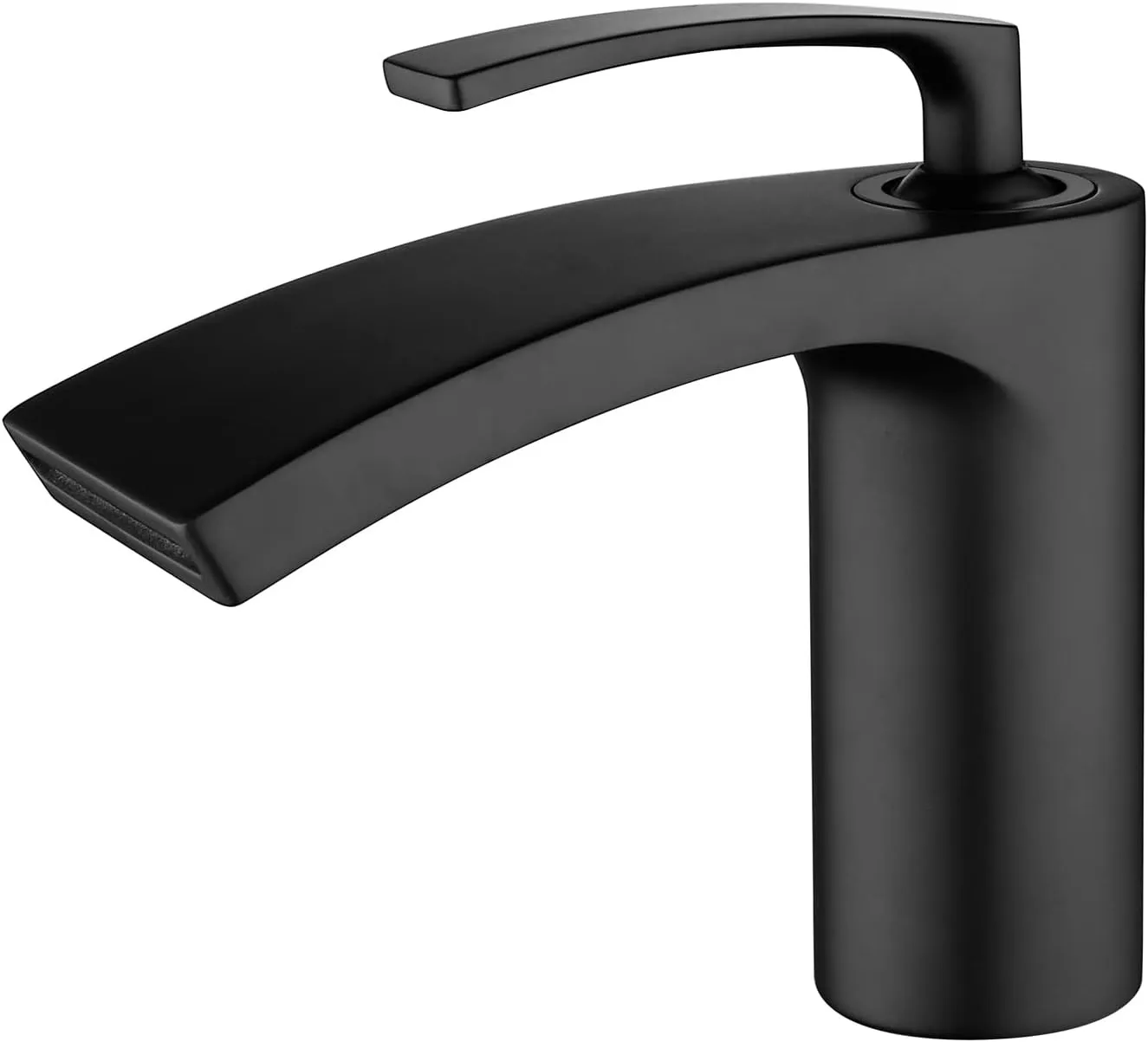 Waterfall Spout Brass Bathroom Sink Faucet Basin Mixer Tap Matt Black