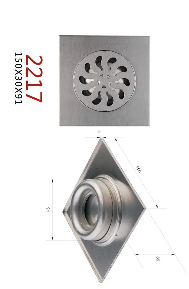 Geepas Floor Drain 150 X 150 MM - Stainless Steel Shower Drain