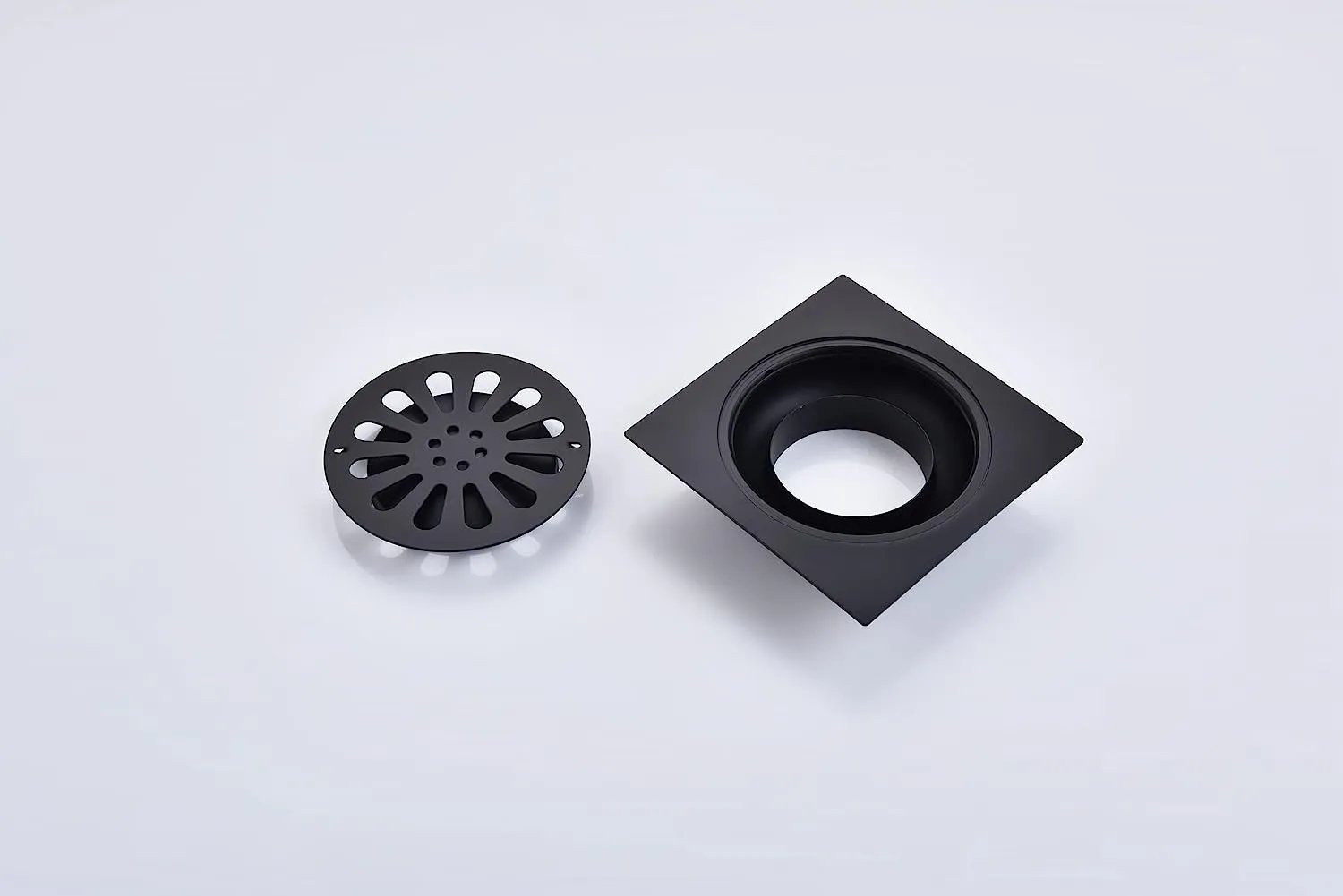 Square Shower Floor Drain with Removable Cover Stainless Steel Matt Black 15 * 15CM