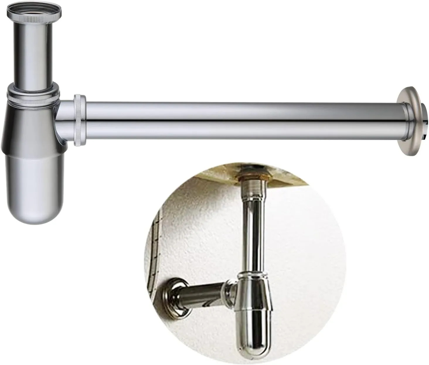 Chrome P-TRAP Brass Basin Sink Waste Trap Drain Kit