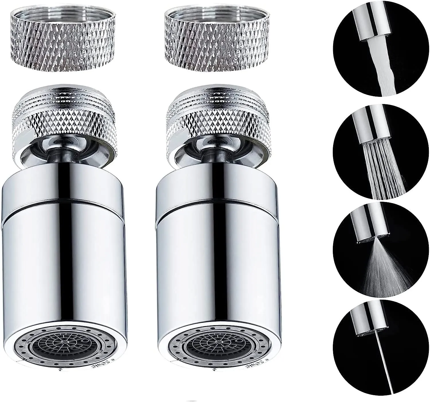 2 Pieses Swivel Sink Faucet Aerator Four-Function,360" Rotatable Water Saving Faucet Aerator, Sink Adapter Spray Attachment for Kitchen or Bathroom