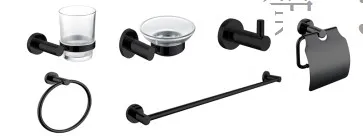 Bathroom Accessories Set 6-In-1-Matt black