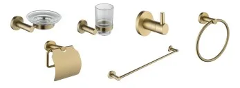 Bathroom Accessories Set 6-In-1-Brushed Gold