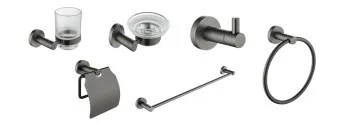 Bathroom Accessories Set 6-In-1-Gun grey