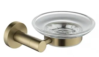 Soap Holder with Removable Glass Dish, Rust Proof Water Proof, brushed gold