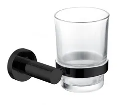 Wall-Mounted Modern Toothbrush Holder with Glass Cup black for Toothbrushes,Toothpaste-Durable and Sturdy,Easy to Install