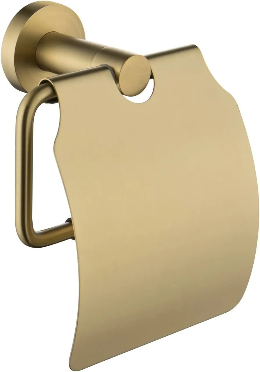 Toilet Paper Holder with Cover Wall Mounted with Lid for Bathroom Storage Waterproof Rustprooff-brushed gold