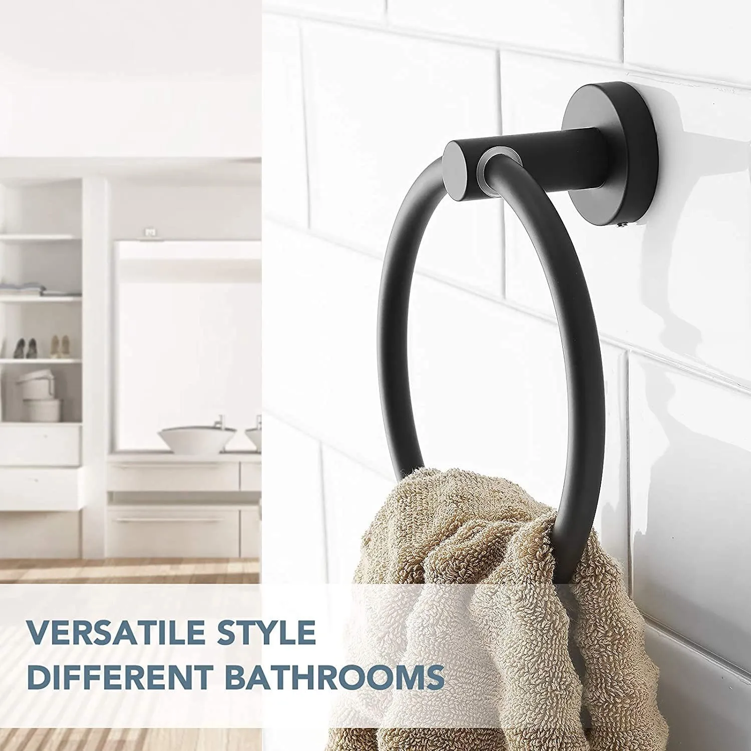 Towel Ring,Kitchen Bath Towel Holder Hangers,matt black Bathroom Accessories,Wall Mounted