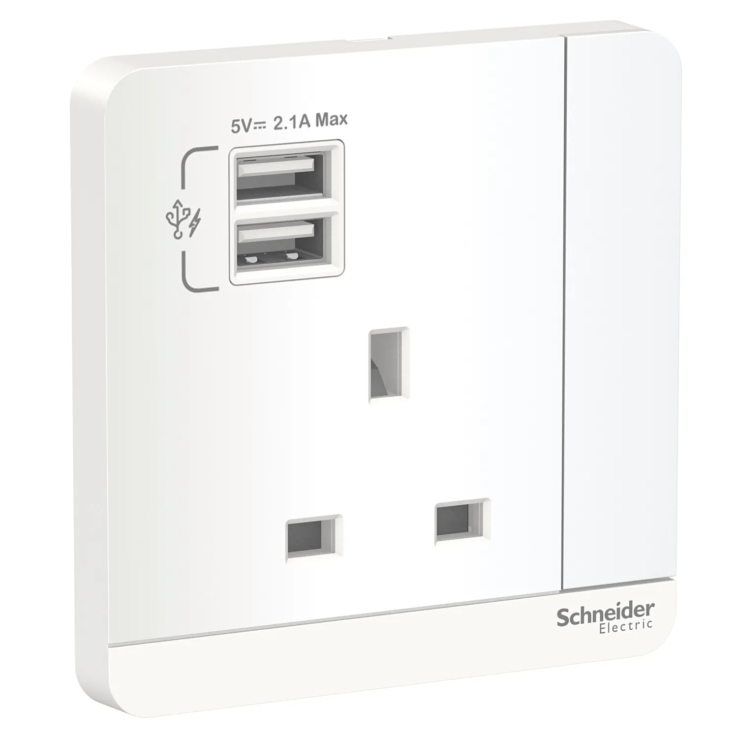 AvatarOn, 2 USB charger + switched socket, 3P, 13A, White E8315USB_WE_G12