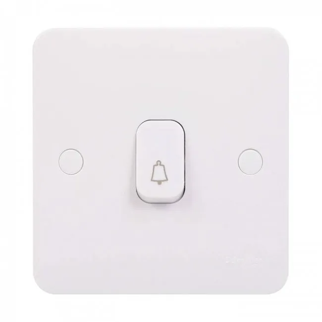 Schneider Electric Lisse Retractive Plate Switch with Bell Symbol 1 Gang 2 Way 10A White GGBL1012RBS