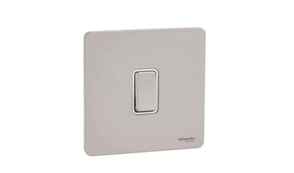 Schneider Electric Ultimate Screwless flat plate plate switch 1 gang pearl nickel GU1414WPN