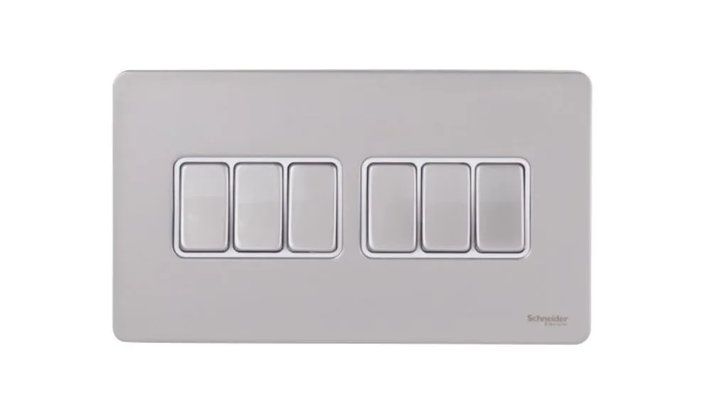 Schneider Electric Ultimate Plate switch Screwless flat plate 1pole 2way screw terminals IP20 pearl nickel GU1462WPN