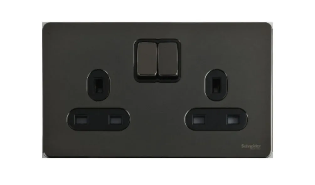 Schneider Electric Ultimate Switched socket Screwless flat plate 1P screw terminal IP20 black nickel GU3420BBN