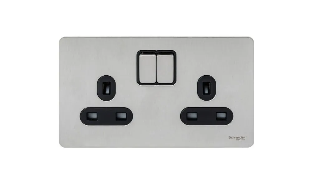 Schneider Electric Ultimate Screwless flat plate switched socket 2 gangs GU3420BSS