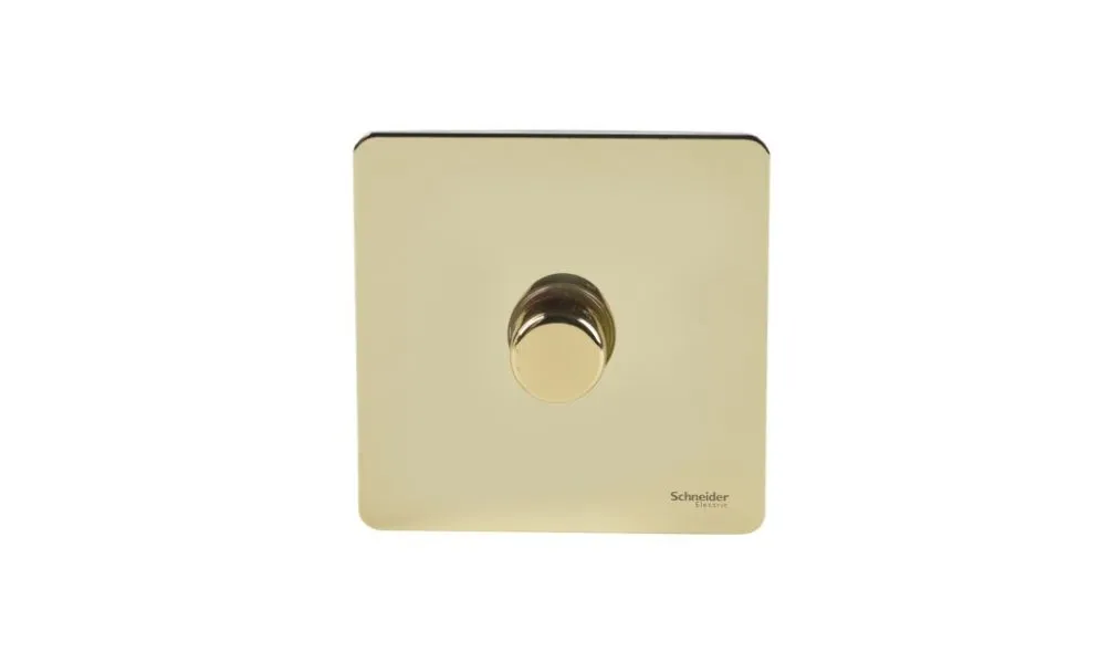 Schneider Electric Ultimate Screwless dimmer switch 400W/VA 1gang 2way main & LV pol.brass GU6412CPB