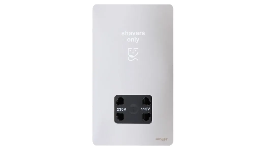 Schneider Electric Ultimate Screwless flat plate shaver socket chrome/white GU7490BPC