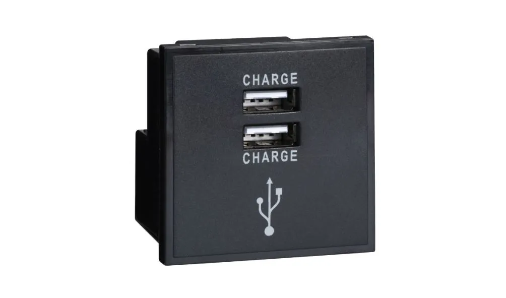 Schneider Electric Lisse USB charger 1A 5V euro module twin black GUE7074B