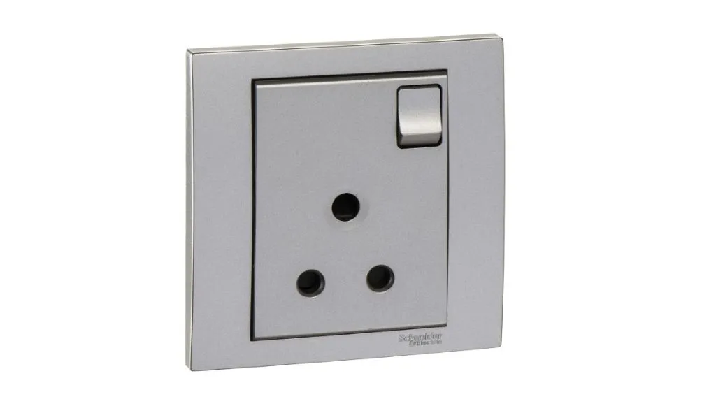 Schneider Electric Vivace 5A 250V 1Gang Switched socket Aluminium silver KB15_5_AS