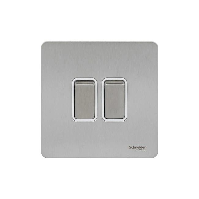 Schneider Electric Ultimate Screwless flat plate 1pole 2way switch 2 gangs stainless steel GU1422WSS