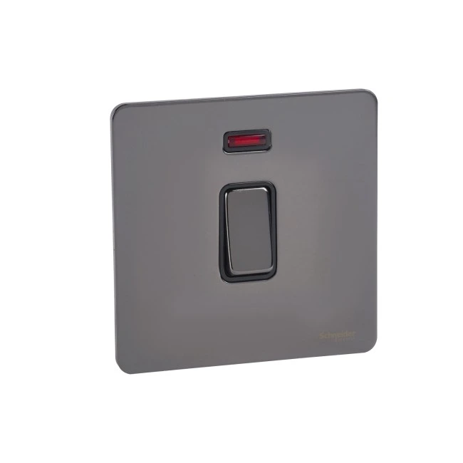 Schneider Electric Ultimate Screwless flat plate 2 pole switch 1 gang black nickel GU2411BBN