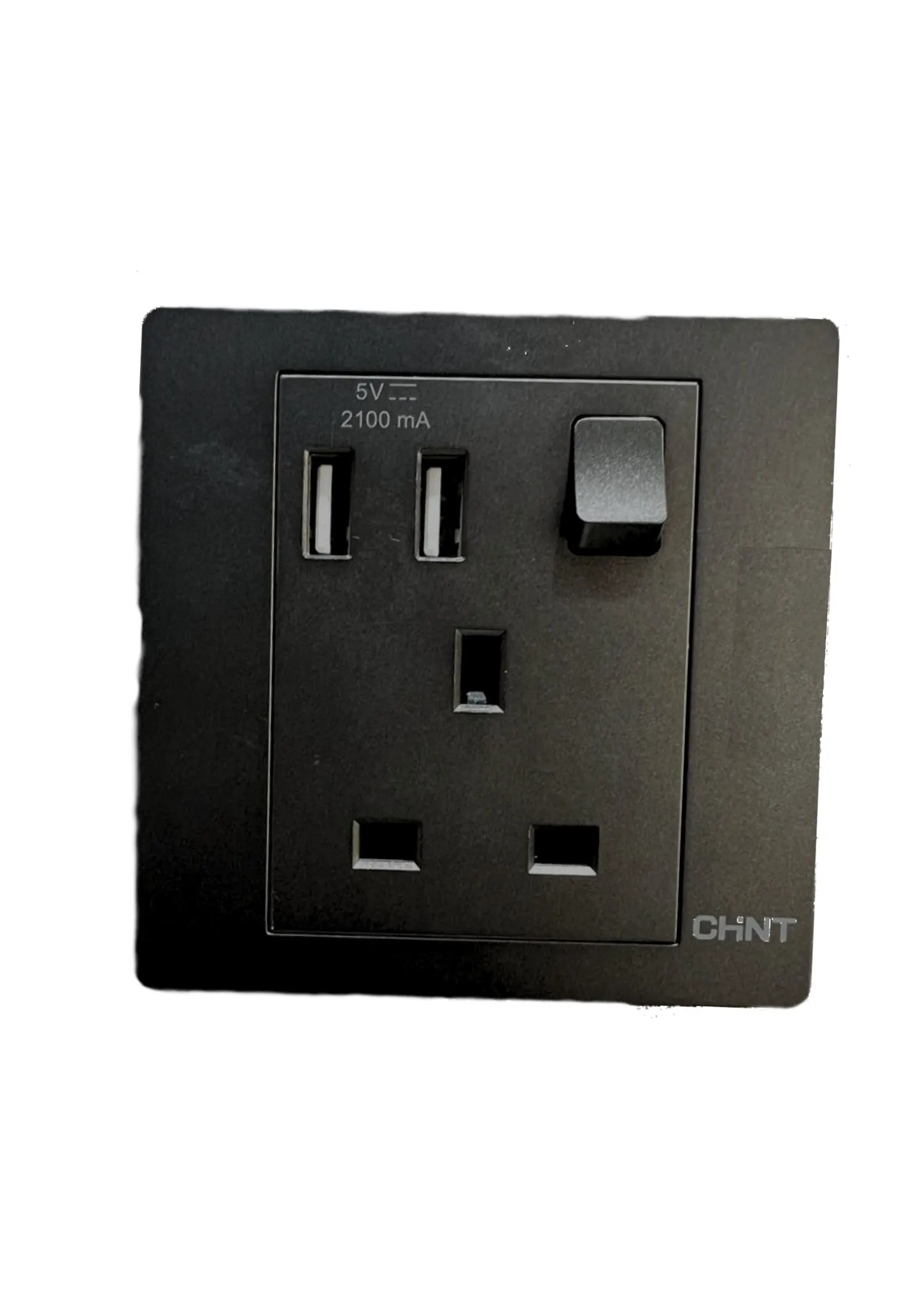 single socket with 2 USB 2.1A 5V gray black