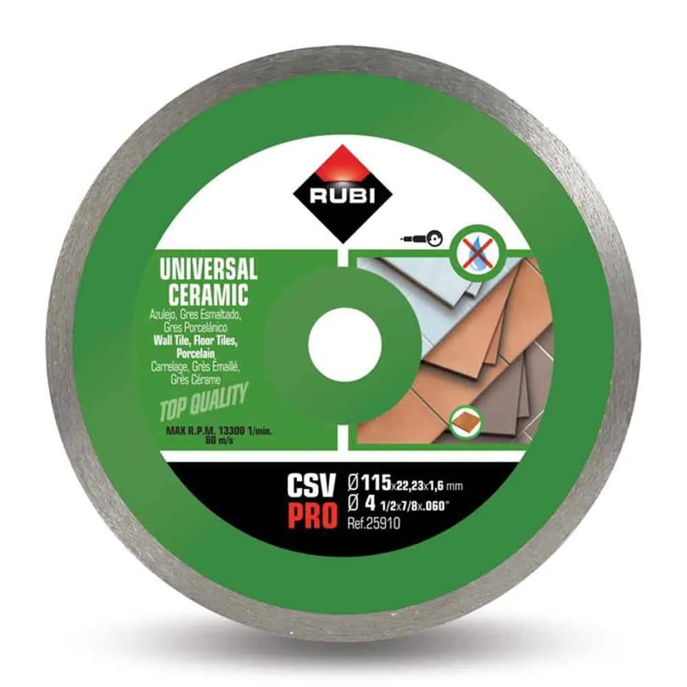 Rubi Ceramic Tiles Continuous Rim Diamond Blade 115mm