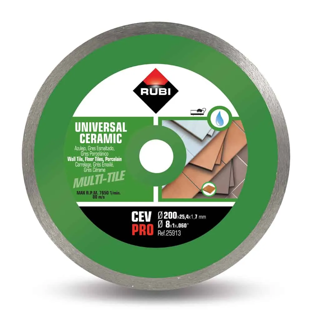 Rubi CEV-200 Pro 200x25.4mm Continuous Diamond Saw Blade for Ceramic Tiles