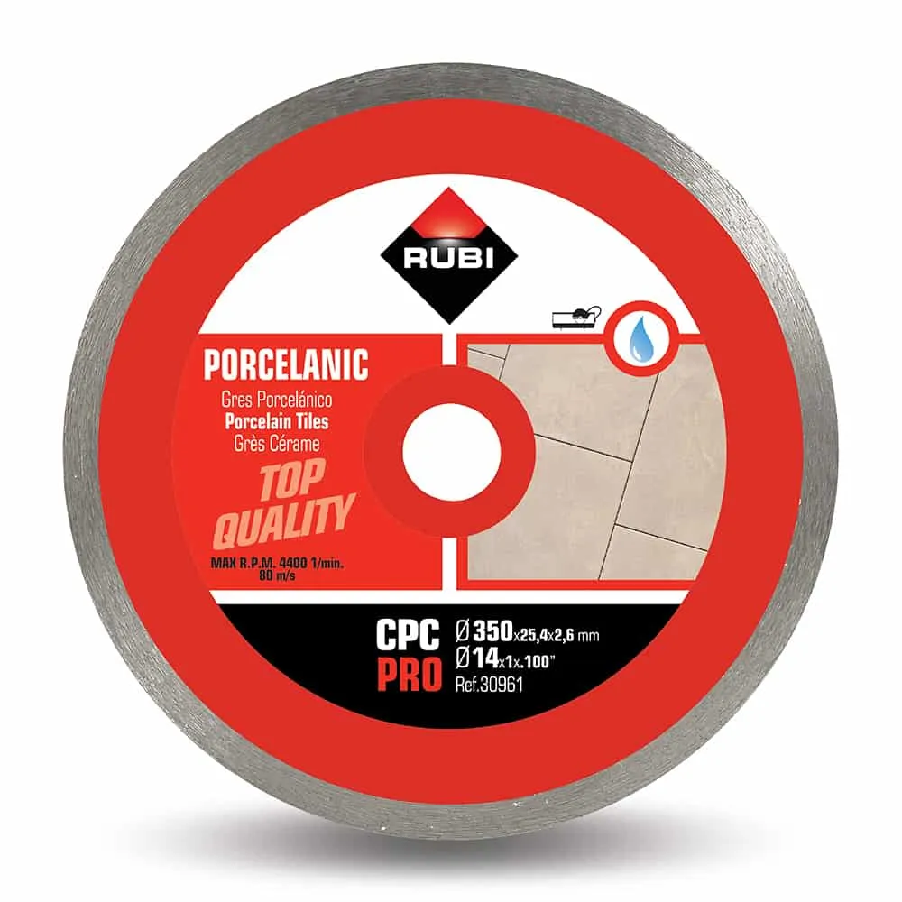 Rubi CPC-350-PRO 14 In. Continuous Diamond Saw Blade (350mm) - for Porcelain Tile Cutting