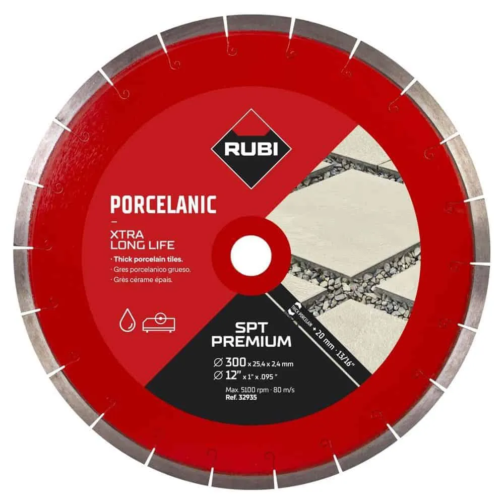 Rubi SPT-300-PREMIUM 12 In. Segmented Diamond Saw Blade (300mm) - for Ceramic, Porcelain and Natural Stone Cutting