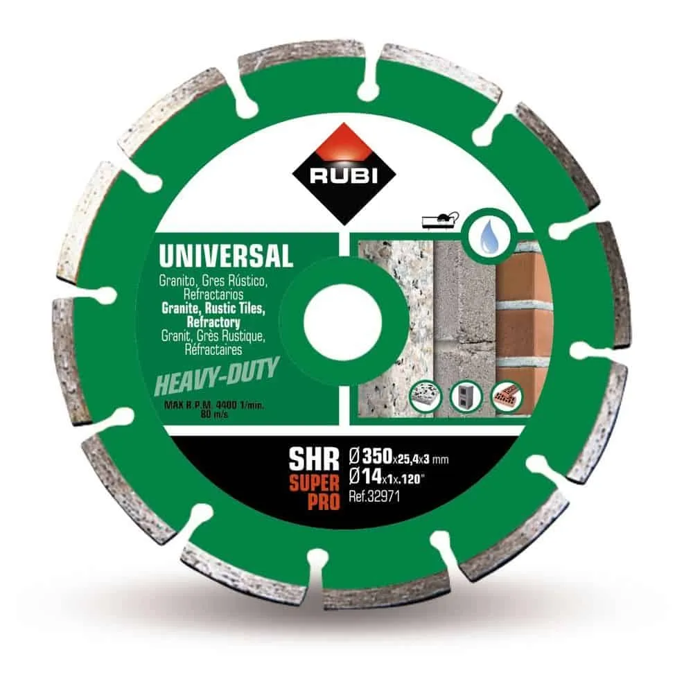 Rubi SHR-350-SUPERPRO 14 In. Segmented Diamond Saw Blade (350mm) - for Brick, Concrete, Terrazzo Cutting