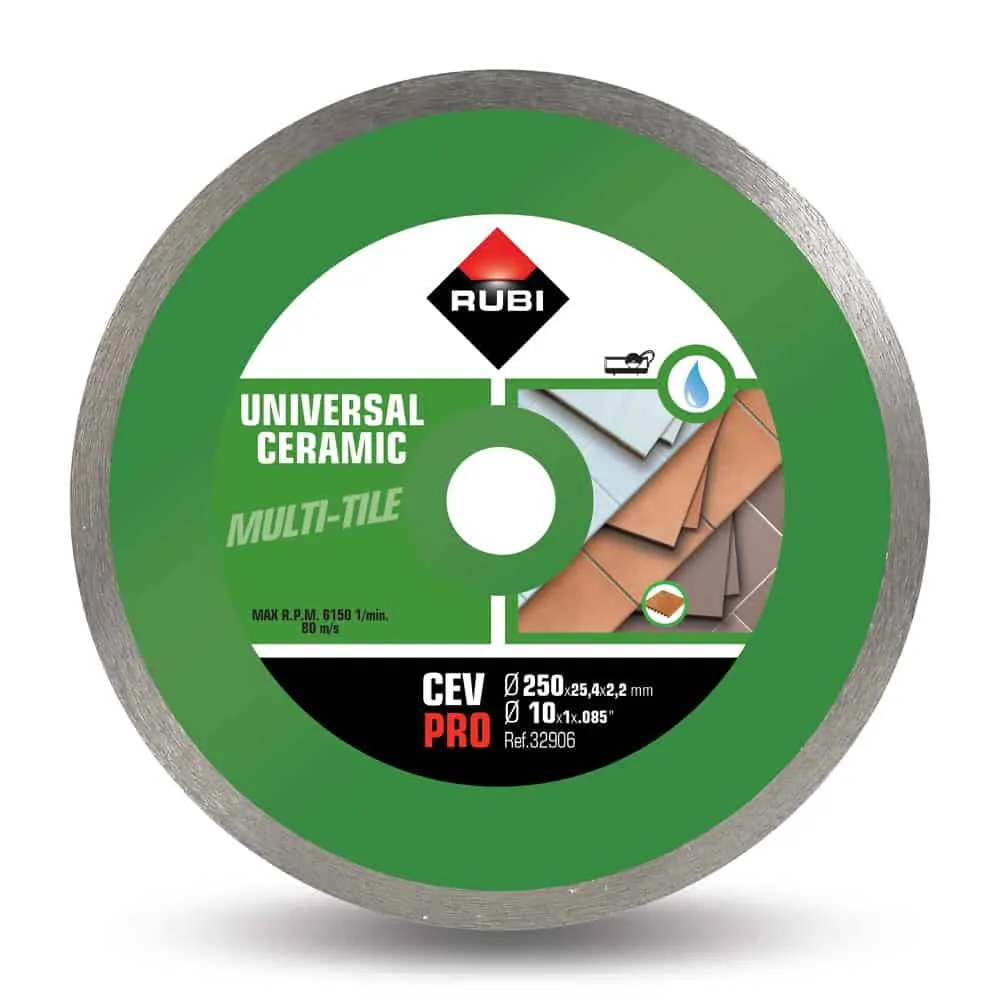 Rubi CEV-250 Pro 250x25.4mm Continuous Diamond Saw Blade for Ceramic Tiles