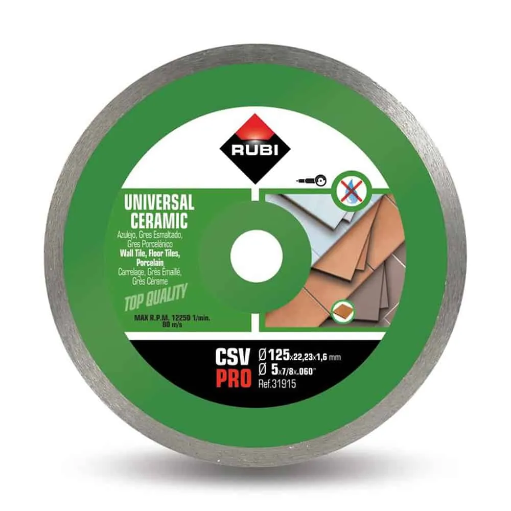 Rubi CSV-125 Pro 125x22.2mm Continuous Diamond Saw Blade for Ceramic Tiles