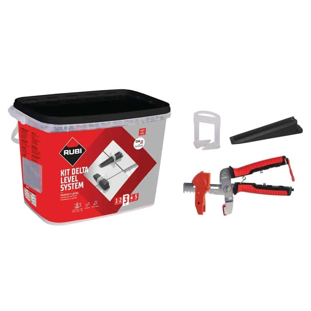 Rubi DELTA Tile Leveling Kit - 201 Pieces, with Pliers, 1.5mm Strips and Reusable Wedges