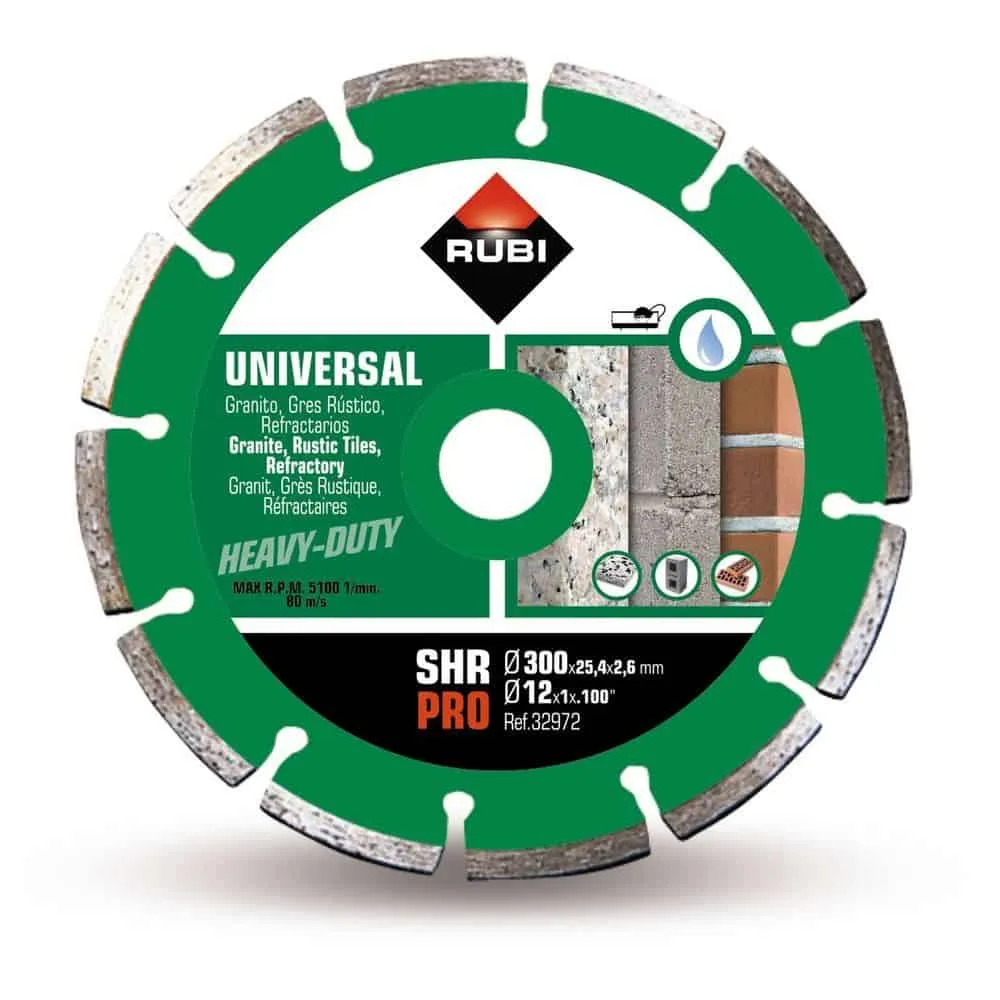 Rubi SHR-300-PRO 12 In. Segmented Diamond Saw Blade (300mm) - for Brick, Concrete, Terrazzo Cutting