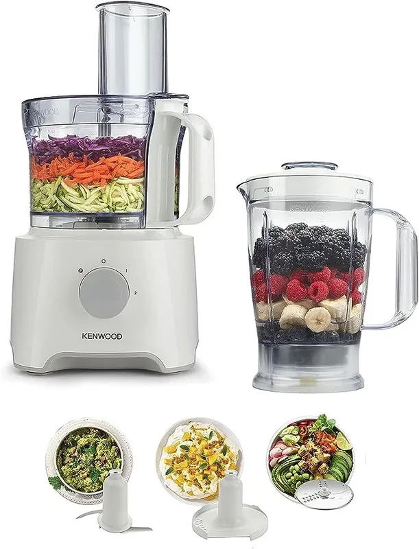 Kenwood Food Processor 800W Multi-Functional With Reversible Stainless Steel Disk, Blender, Whisk Fdp301Wh White