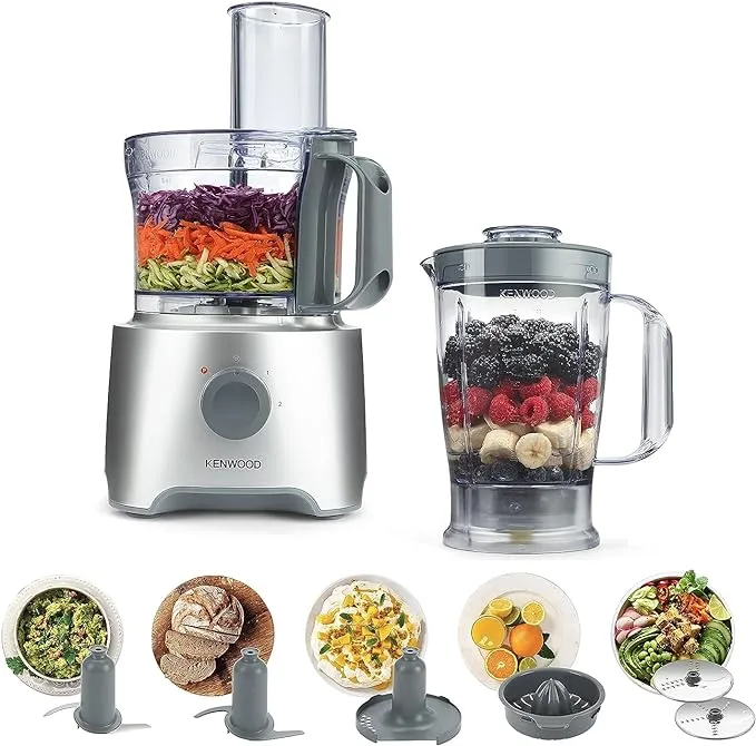 Kenwood Food Processor 800W Multi-Functional With 2 Stainless Steel Disks, Blender, Whisk, Dough Maker, CitrUS Juicer Fdp304Si Silver