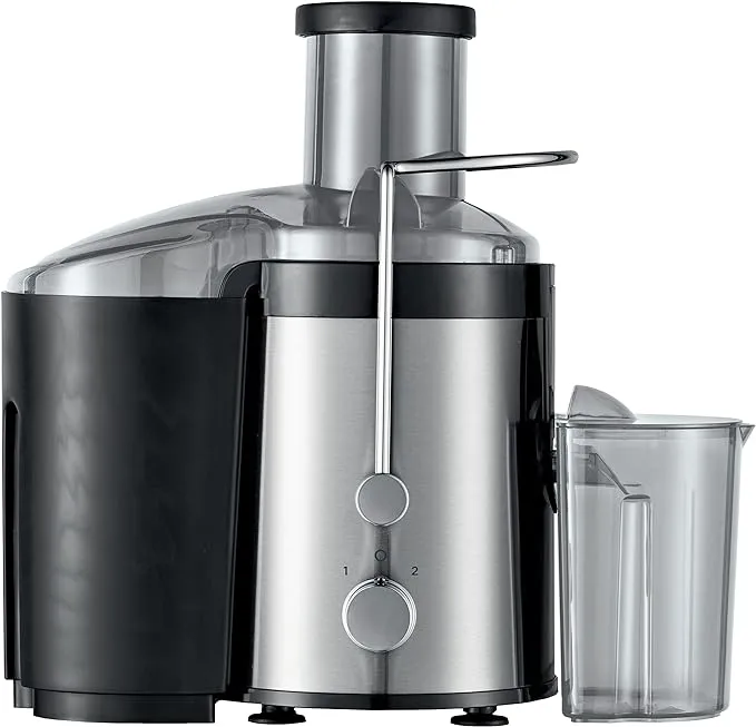 KENWOOD Juicer 300W Stainless Steel Juice Extractor with 65mm Wide Feed Tube,2 Speed, Transparent Juice Jug, Pulp Container, Anti Drip for Home, Office,Restaurant & Cafeteria JEM01.000BK Silver/Black