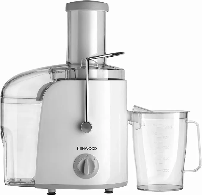 KENWOOD Juicer 800W Juice Extractor with 75mm Wide Feed Tube, 2 Speed, Transparent Juice Jug, Pulp Container, Anti Drip for Home, Office, Restaurant & Cafeteria JEP02.A0WH White