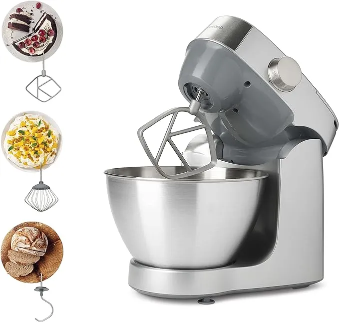 KENWOOD Stand Mixer Kitchen Machine PROSPEROand 1000W with 4.3L Stainless Steel Bowl, K-Beater, Whisk, Dough Hook KHC29.A0SI Silver