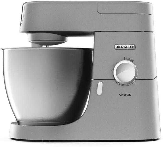 KENWOOD Stand Mixer Kitchen Machine Metal Body CHEF XL 1200W with 6.7L Stainless Steel Bowl, K-Beater, Whisk, Dough Hook, Blender KVL4110S Silver