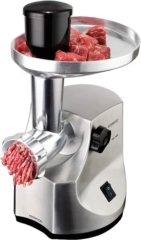 KENWOOD Meat Grinder 1600W Powerful Metal Body Mincer with Kibbeh Maker, Sausage Feed Tube Pusher, 3 Stainless Steel Screens for Fine, Medium & Coarse Results MG510 Silver