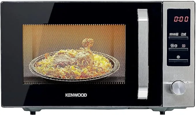 KENWOOD 25L Microwave Oven with Grill, Digital Display, 5 Power Levels, Defrost Function, Stainless Steel, Auto Menu, 95 Minutes Timer, Clock Function 800W MWM25.000BK Black/Silver